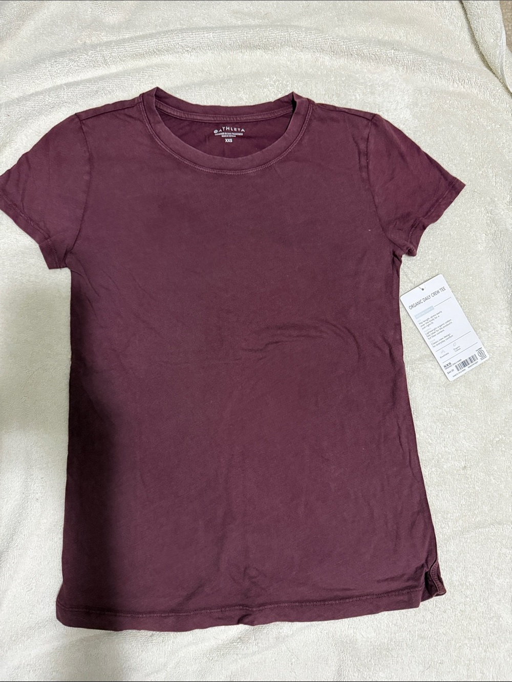 Athleta Organic Daily Burgundy Short-Sleeve Crew Tee NWT